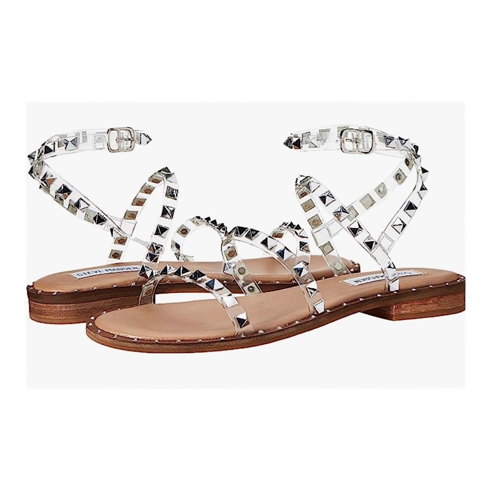 New Steve Madden Travel Clear Studded Sandals